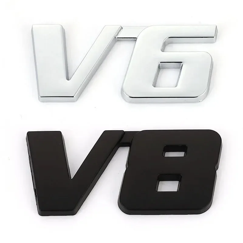 

3S Metal Car Styling V6 V8 Engine Logo Emblem Rear Trunk Badge Fender Side Sticker Car Body Decal Auto Decoration Accessories