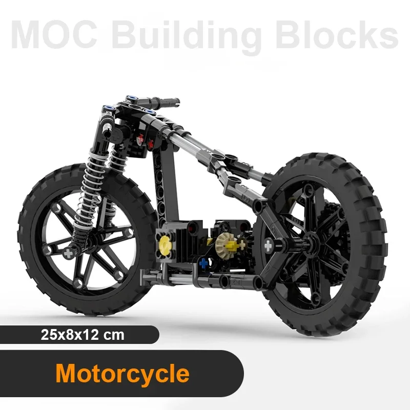 Motorcycle Building Blocks Loose Parts Gear Linkage Two-cylinder Engine MOC Assembly Bricks Model Kid Creative DIY Modification