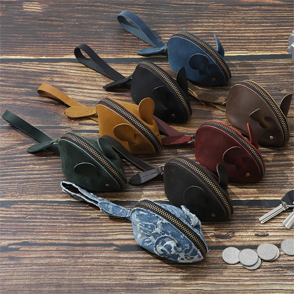 الكرتون ماوس على شكل مفتاح حامل الجلود محفظة نسائية للعملات المعدنية للنساء الرجال متعددة الوظائف المفاتيح المحفظة حقيبة سماعة الاذن عملة الحقيبة