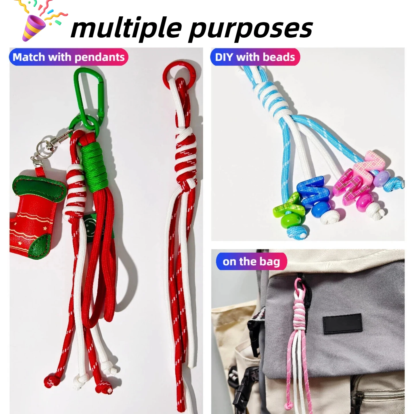 

10 шт. оригинальный двухцветный нейлоновый плетеный веревочный плетеный кулон ручной работы в стиле Ins, модная брендовая сумка, декоративный аксессуар для ремешка