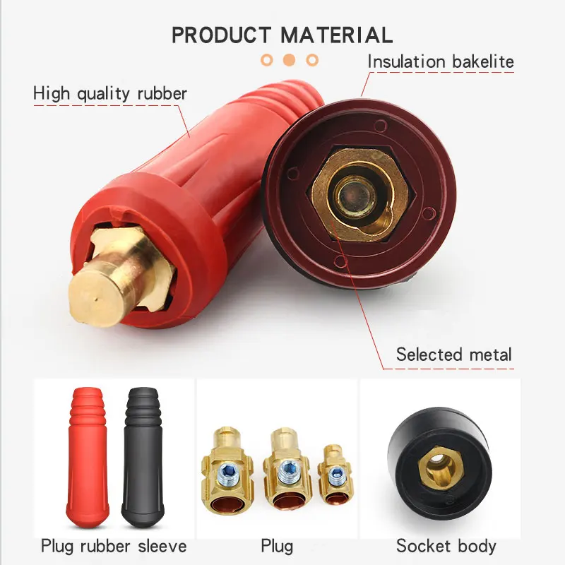 4PCS DKJ10-25 Welding Machine Quick Fitting TIG DKZ10-25  Welding Cable Panel Connector Socket Set Quick Fitting