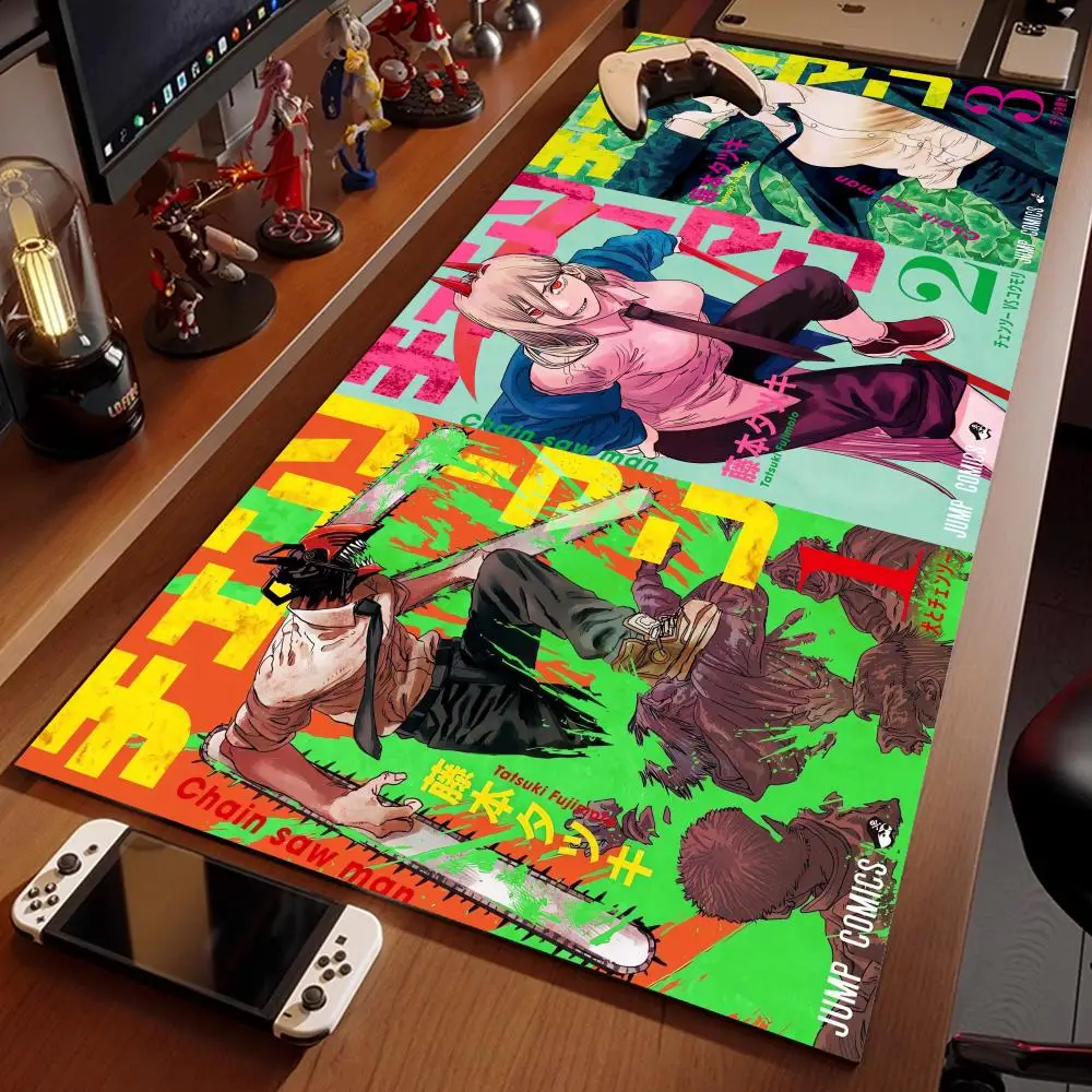 C_Chainsaw M_Man Mouse Pad Desk Extender Mouse Pad  Playmat 1200x600 Rubber Mouse Pad Super Big Large Edge Lock Desk Mat