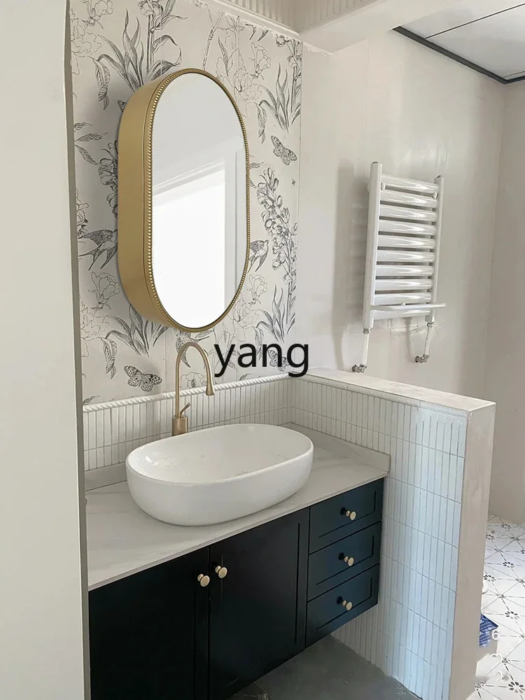 YJQ oval bathroom mirror cabinet wall hanging intelligent defogging bathroom mirror with storage customization