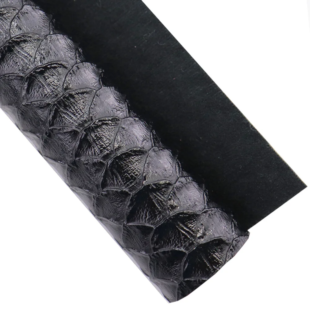 Black Litchi Lichee Textured Weave Square Embossed Cross Faux Synthetic Leather Fabric For DIY Bow H0623