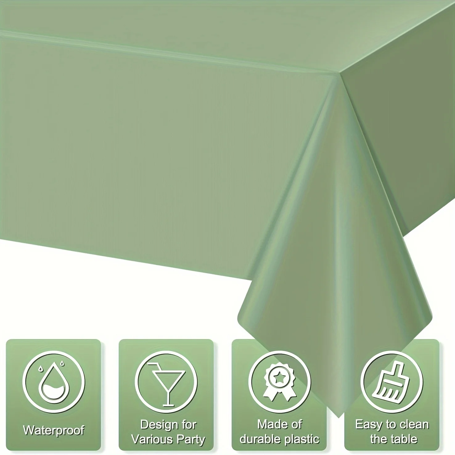 1pc pieces, grass green rectangular tablecloth, waterproof light green disposable tablecloth, birthday,wedding party decoration
