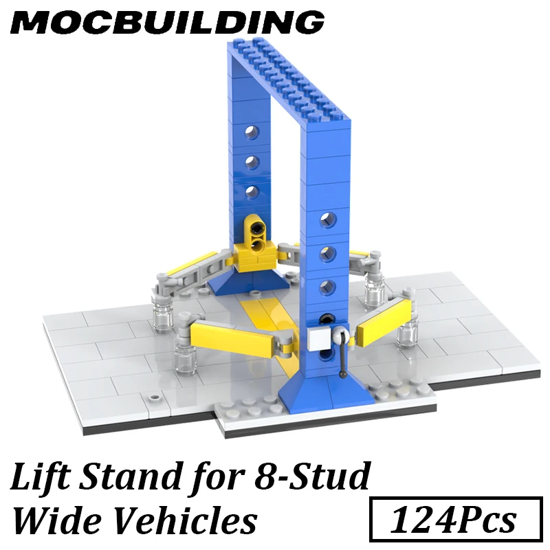 124Pcs Lift Stand for 8-Stud Wide Vehicles City Cars Moc Building Blocks Brick Racing Car Display Stand Gift Christmas Present