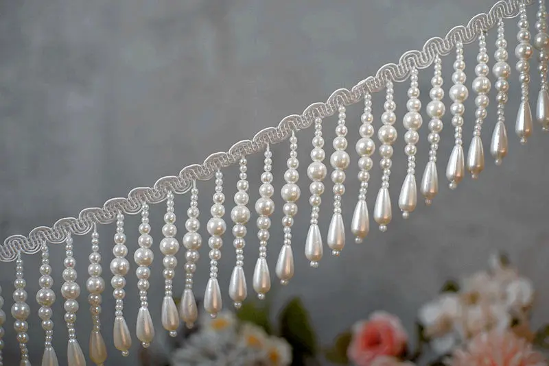 2 Yard/Lot Perlenanhänger Spitzenbesatz DIY Fransen Quaste Hochzeitskleid Kleidung Cheongsam Schal Lampe Vorhang Dekoration – Detail 22