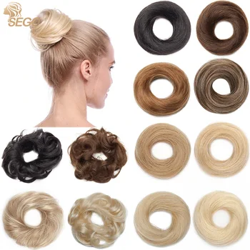 SEGO Rommelig Broodje Haarstukken Echt Menselijk Haar Chouchou Elegante Chignon Haarstukken Instant Paardenstaart Opsteekkapsels Scrunchy Voor Vrouwen