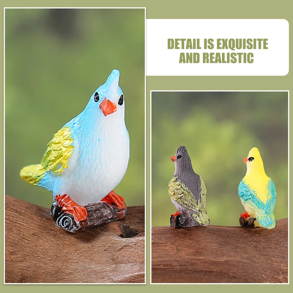 

10Pcs Resin Mini Parrot Statue Lightweight Exquisite Detail for Micro Landscape DIY Home Office Decor Garden Lawn Tabletop