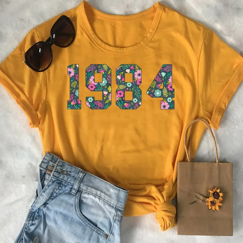 

Personalized 1984 Birthday Custom Birth Year Number t-shirt, 40th Birthday Forest Short Sleeve Top Tees 100%Cotton Drop shipping