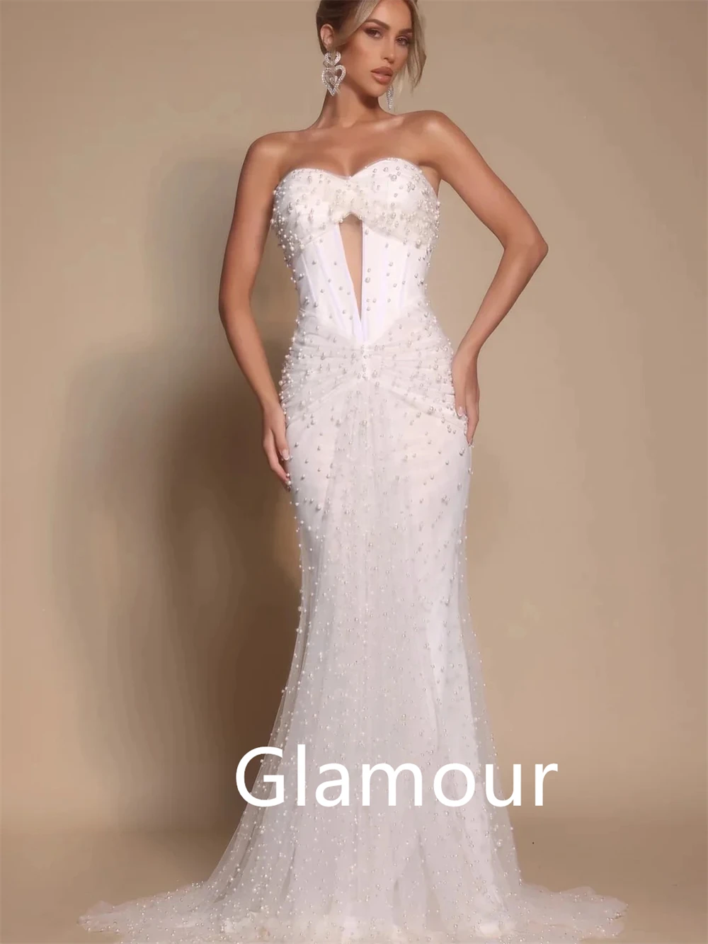 Customized Mermaid Charming Green Tulle Evening Dress Formal Sweetheart Sleeveless Prom Dress Sweep Train Bespoke Occasion Gowns 3