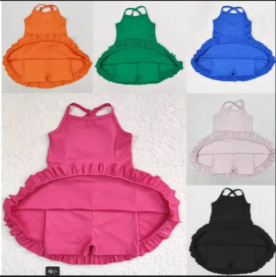 طقم فستان بناتي مثير بأكمام قصيرة فستان رياضي صيفي للفتيات الصغيرات ملابس Acive مع ملابس أطفال بوتيك قصيرة #1