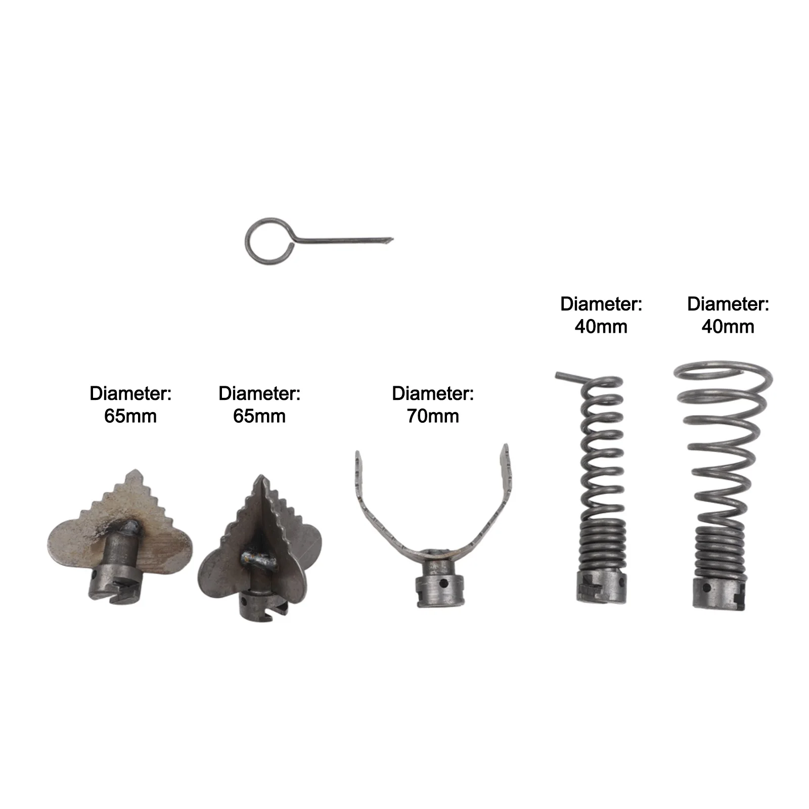 Drill Powered Drain Cleaner Tool Set 6 Pieces For Pipe Clog Removal With Spring Auger Bits And Keyring
