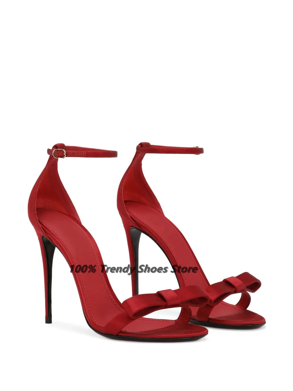 

Red Bow Thin Strap Combination High-heeled Sexy Sandals Popular In Europe and America Women's Shoes For Foreign Trade Banquet