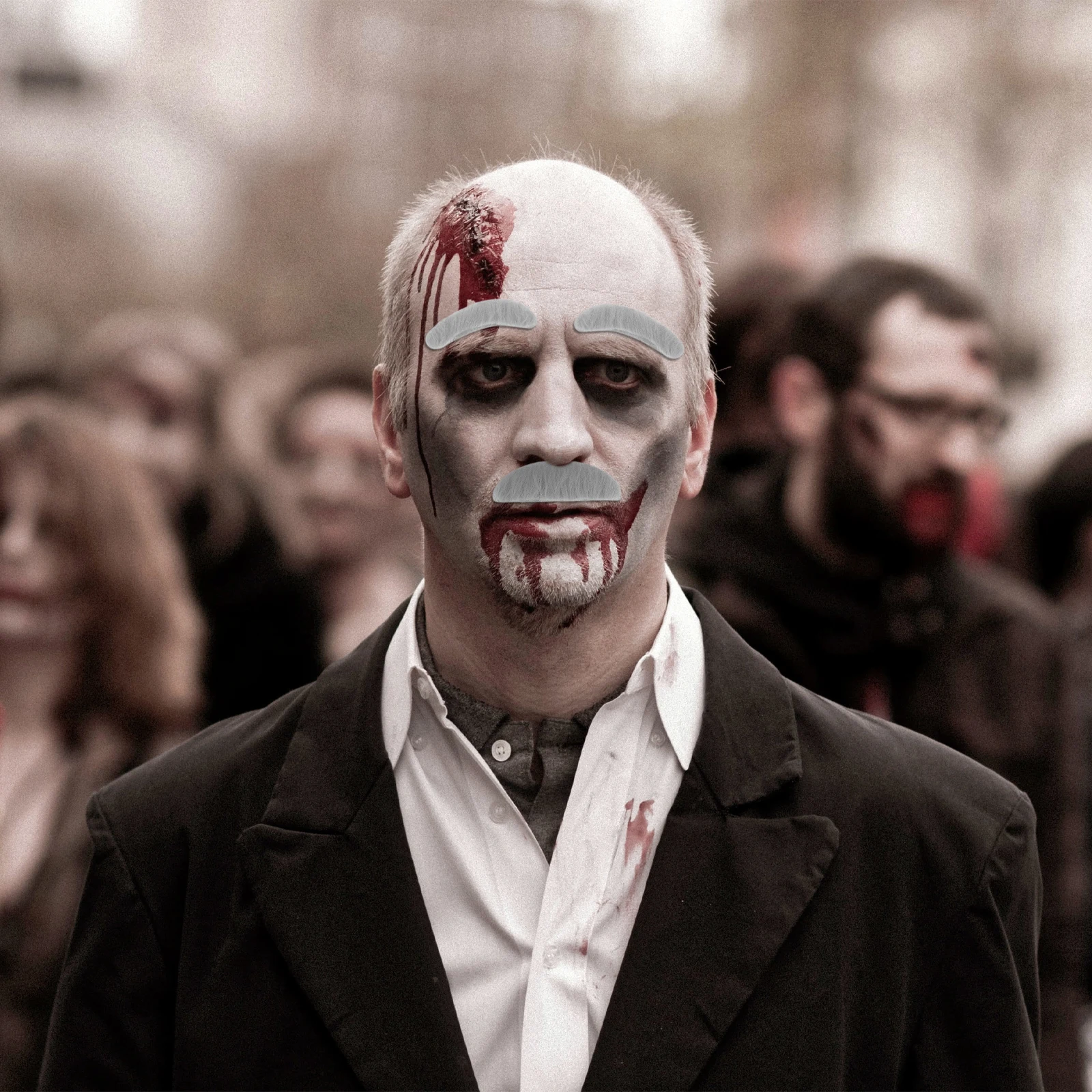 6 Zestawów Sztucznych Brod Szary Strój Staruszka Rekwizyt Naklejane Brwi Dziadka Cosplay Impreza Scena Występ Włosie na Twarz