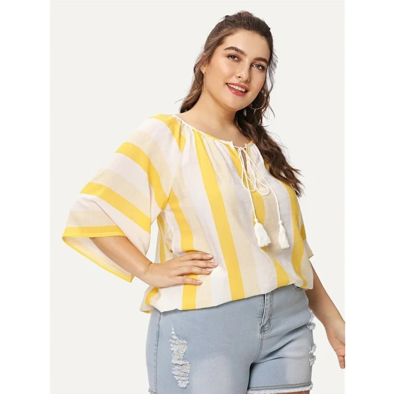 夏の女性用カジュアルブラウス XL5XL プラスサイズ Tシャツ トップス 快適で通気性のあるファッション プラスサイズの女性向け