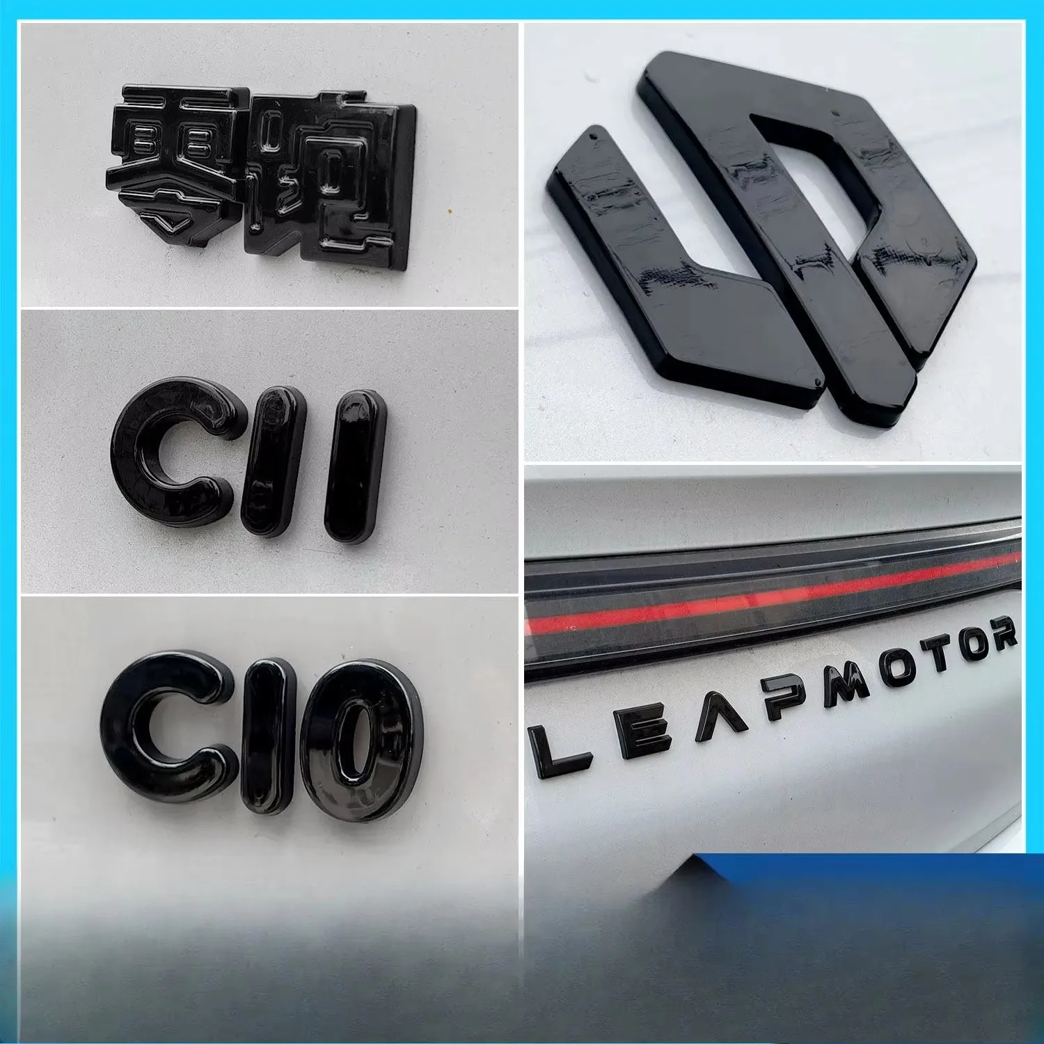3D ABS LEAPMOTOR letter logo B05 Lafa5 C11 C10 C16 C01 front and Trunk Emblem Sticker B10 T03 decorative decal