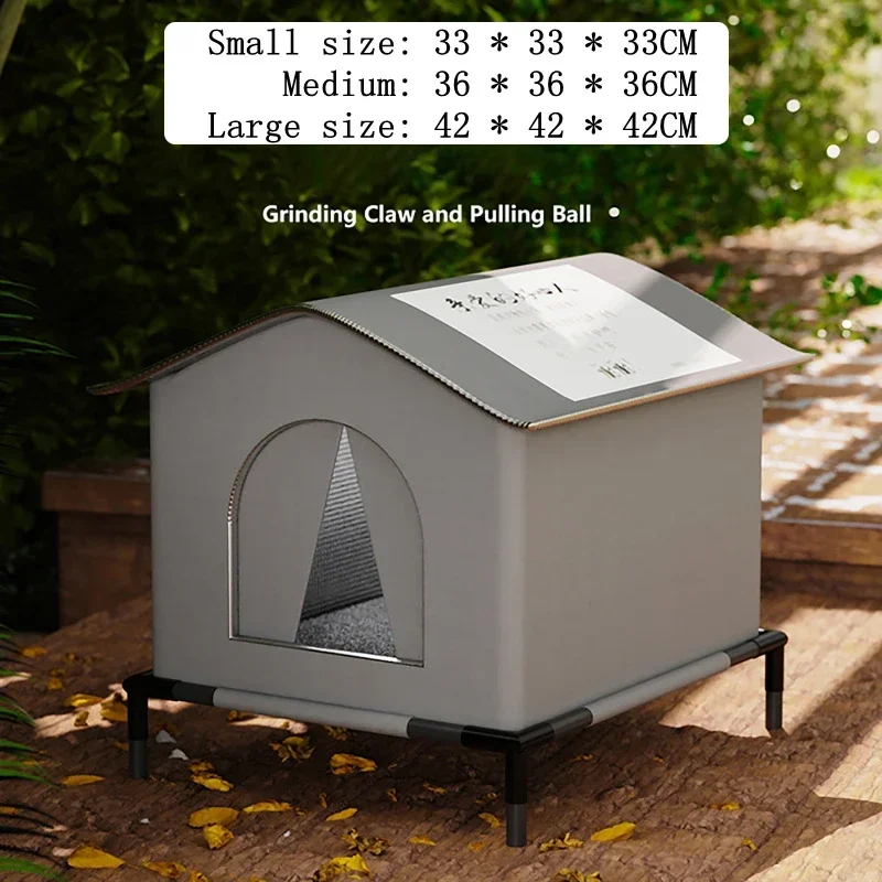 Large Waterproof Outdoor Cat House and Shelter, No Assembly Required, Oxford Cloth Cabin Style, Cold Proof Winter Cat Condo