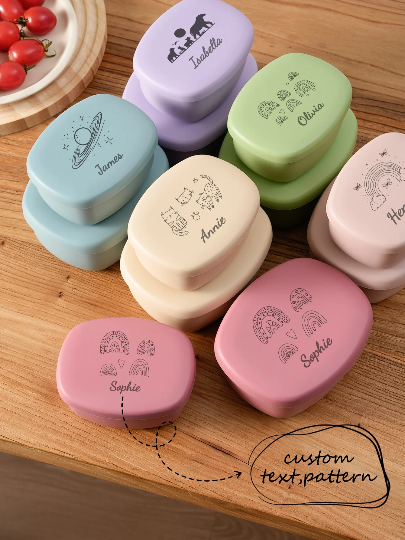 

2PCS Custom Name Baby Food Storage Containers With Lids BPA Free Toddler Weaning Feeding Box Portable Kids Dinner Tableware