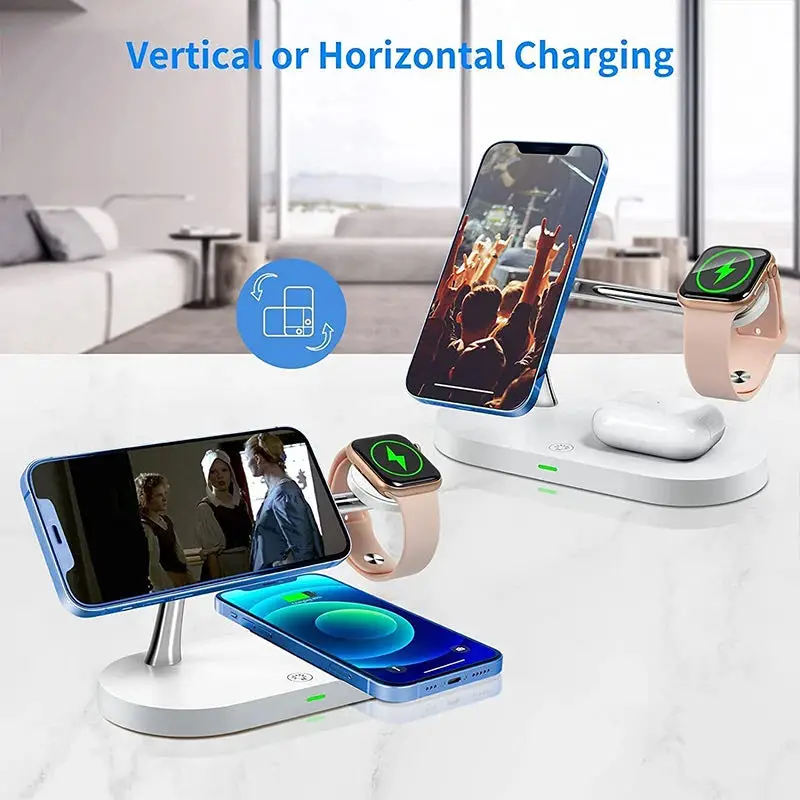 3 in 1 Wireless Charger Stand Magnetic For iPhone 12 13 14 15 16 Fast Charging Station for Apple Watch 9 8 7 6 5 Airpods 2 3 Pro