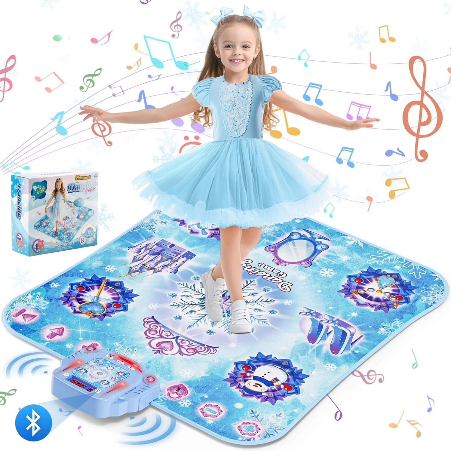

1Pc 8-key Wireless Bluetooth Dance Mat with LED lights & music, 4 game modes for kids aged 3-10, perfect birthday gift