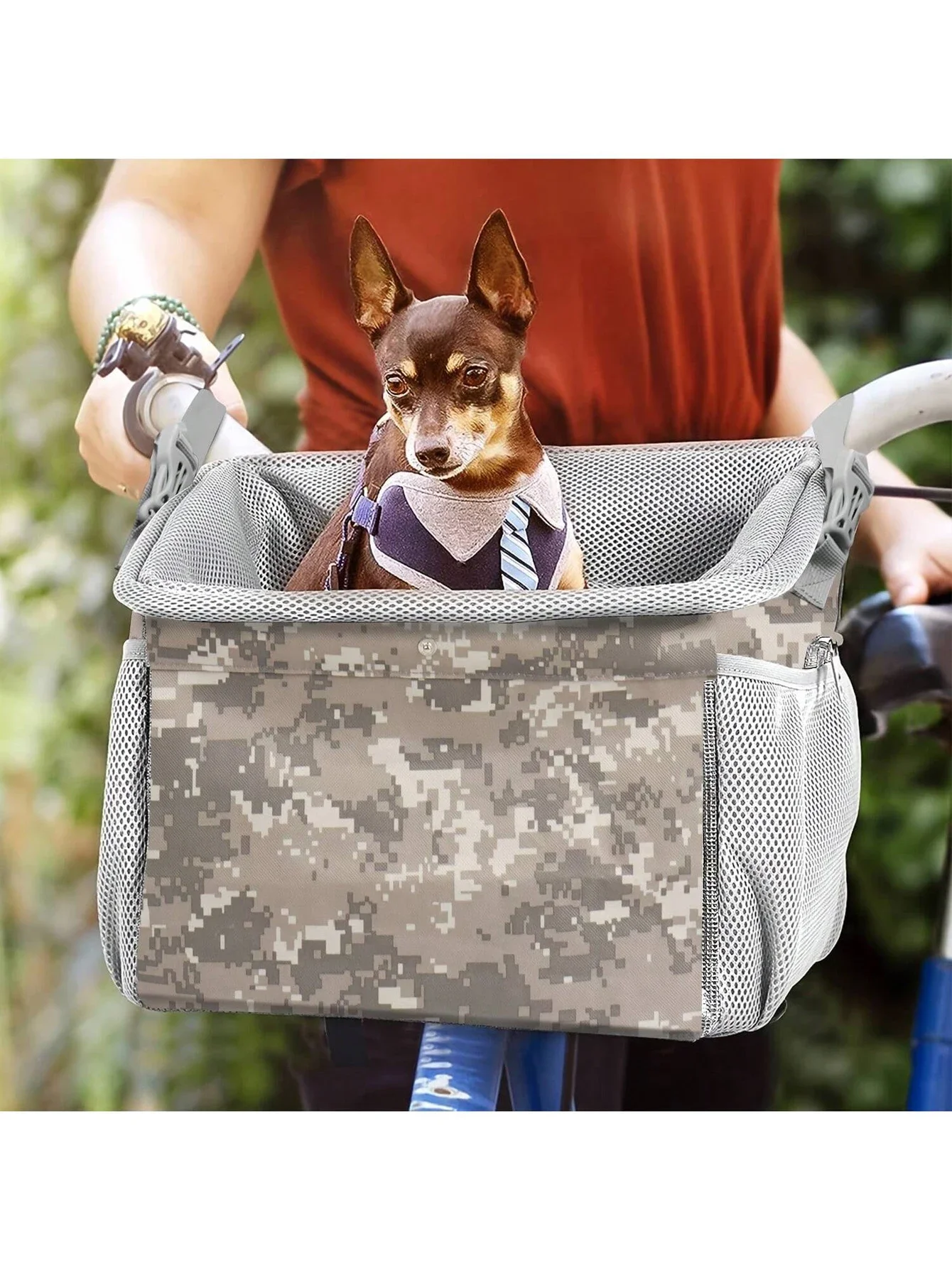 Dog Bike Basket, Small Medium Pets Dog Basket for With Breathable Mesh, Removable Bicycle Basket Front Handlebar Bicycle Basket