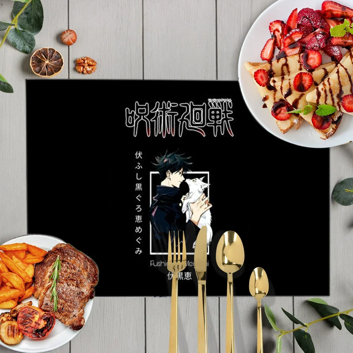 Anime Jujutsu Kaisen Table Mats Gojo Satoru Tops Yuji Itadori Table Coasters Linen Coffee Cup Pads Waterproof Kitchen Placemat