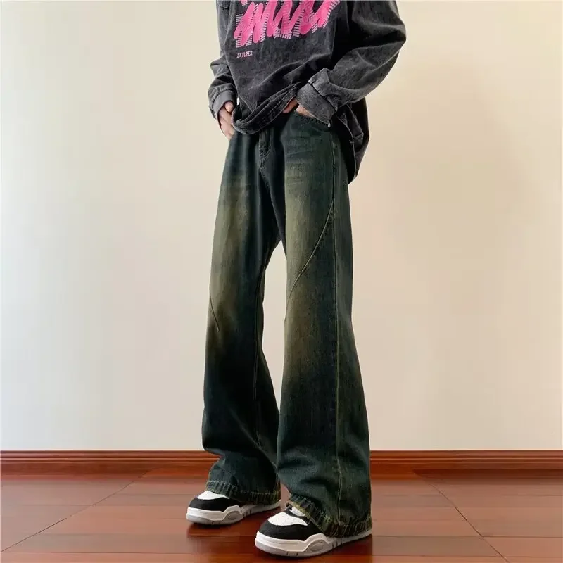 American Retro Gothic High Street Jeans For Men Y2k Korean Streetwear Fashion Loose Casual Men's Denim Pants Men Clothing