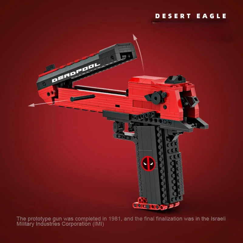 MOC Desert Eagle Deadpool Toy Building Block Gun Can Shoot New Style Advanced Black Technology Boy Hobby Toy Bricks Model - Image 5