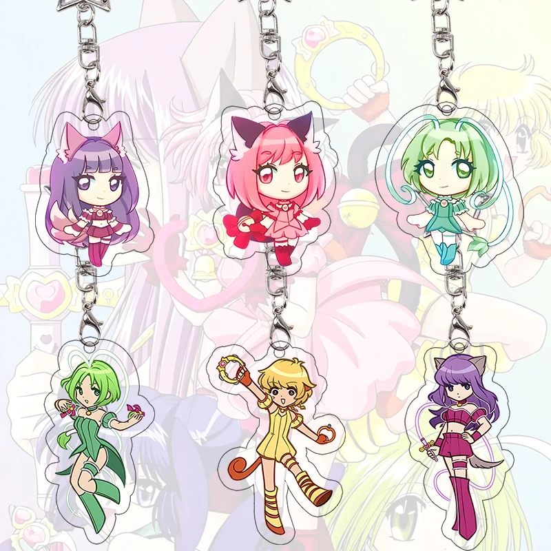 Tokyo Mew Mew Acrylic Keychain Zakuro Fujiwara Kawaii Cartoon Pendant Ichigo Momomiya Decoration Cosplay Props Lettuce Keyring