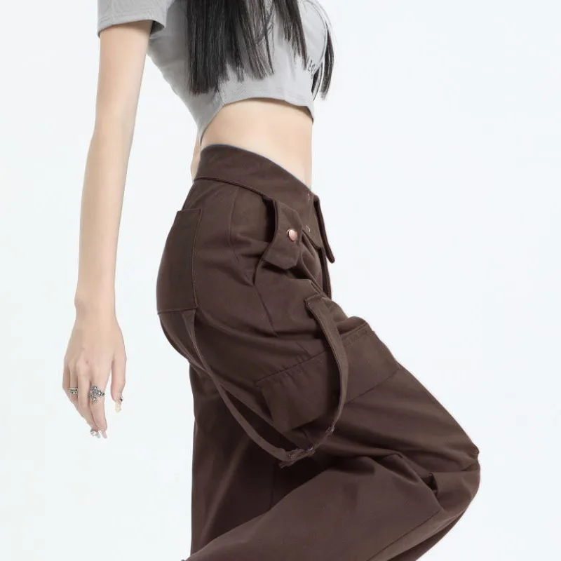 

Women's Grey Cargo Pants Vintage High Street Fashion Street Apparel High Waist Grey Pants Harajuku Casual Wide Leg Pants