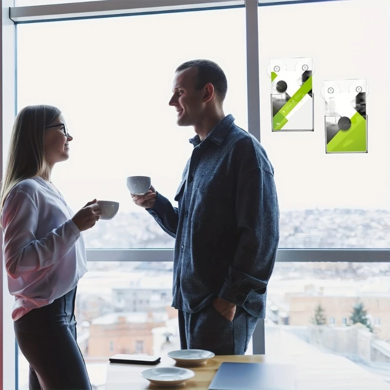 P5EA Easy Install Suction Cup Mounted Display Rack For Magazines And Promotional Materials Wall Organization Clear Visibility