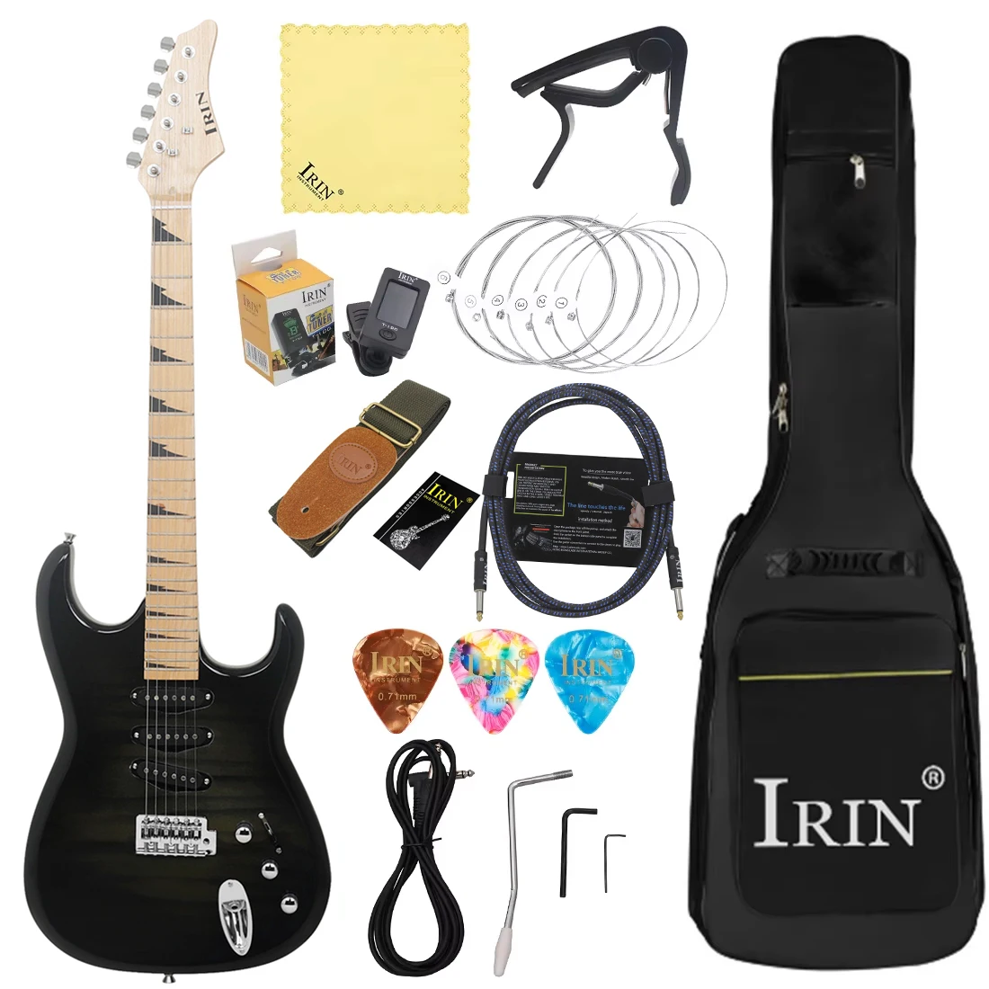 IRIN ST-820 Electric Guitar 6 String 39 Inch 24 Frets Basswood / Maple Body Electric Guitar Guitarra with Guitar Parts