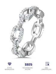 925 Sterling Silver Rings Chain Ring Full Diamond Moissanite Rings Fashion Jewelry