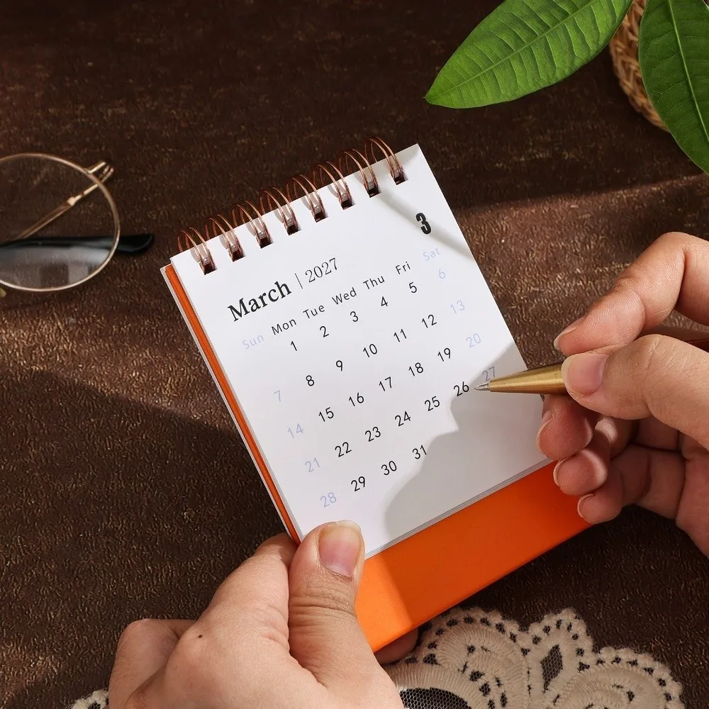 Portable 2027 Desktop Calendar Standing Daily Schedule Table Calendar To Do List Spiral Bound Standing Flip Calendar