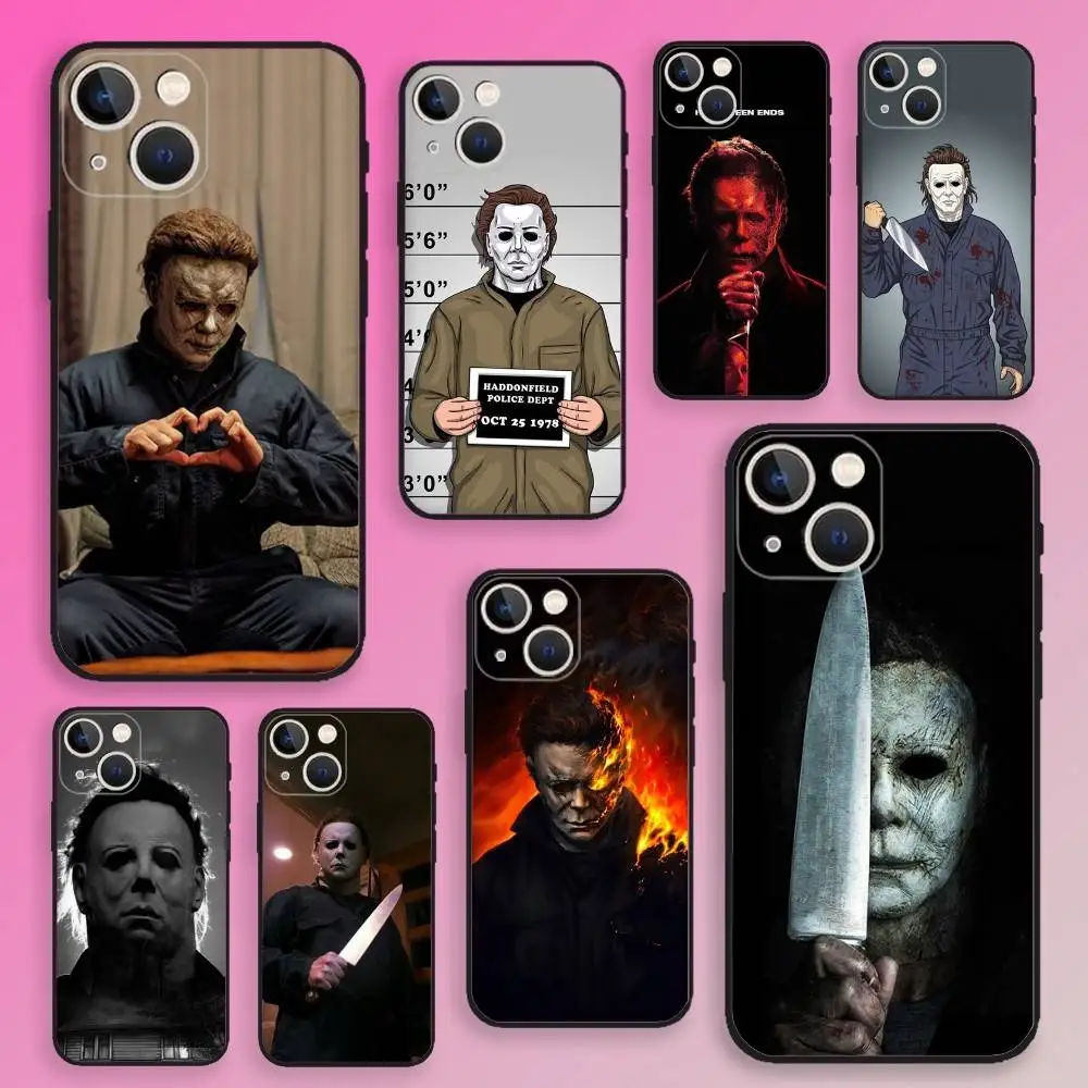 

Michael Myers H-Halloween Phone Case For iPhone 16,15,14,13,12,11,Plus,Pro Max,XS,X,E,SE,Mini Soft Silicone Black Cover