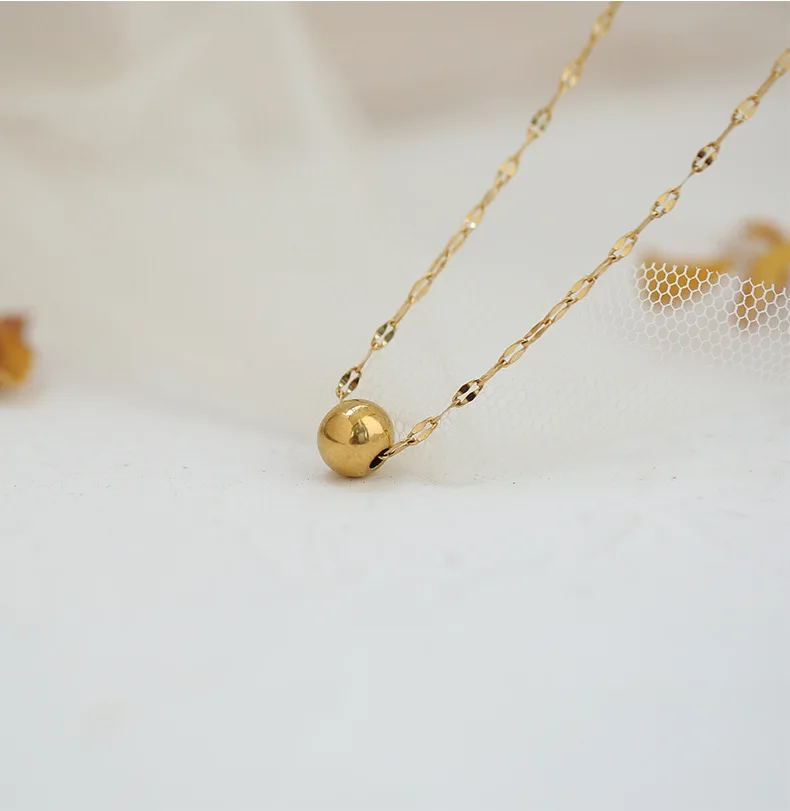 SMILE Real 18K Gold Necklace Solid Gold Beads Pendant Pure AU750 For Women Fine Wedding Gift XL0032