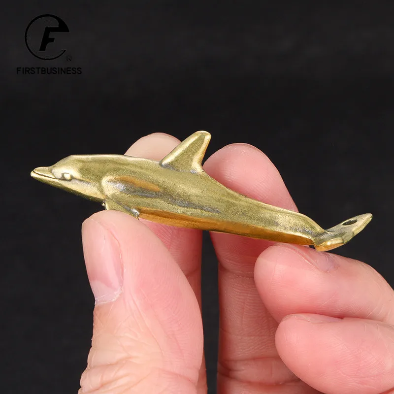 Solid Brass Dolphin Ornaments Vintage Sea Animal Desktop Decorations Crafts Collections Figurines Miniatures Tea Pet Home Decors