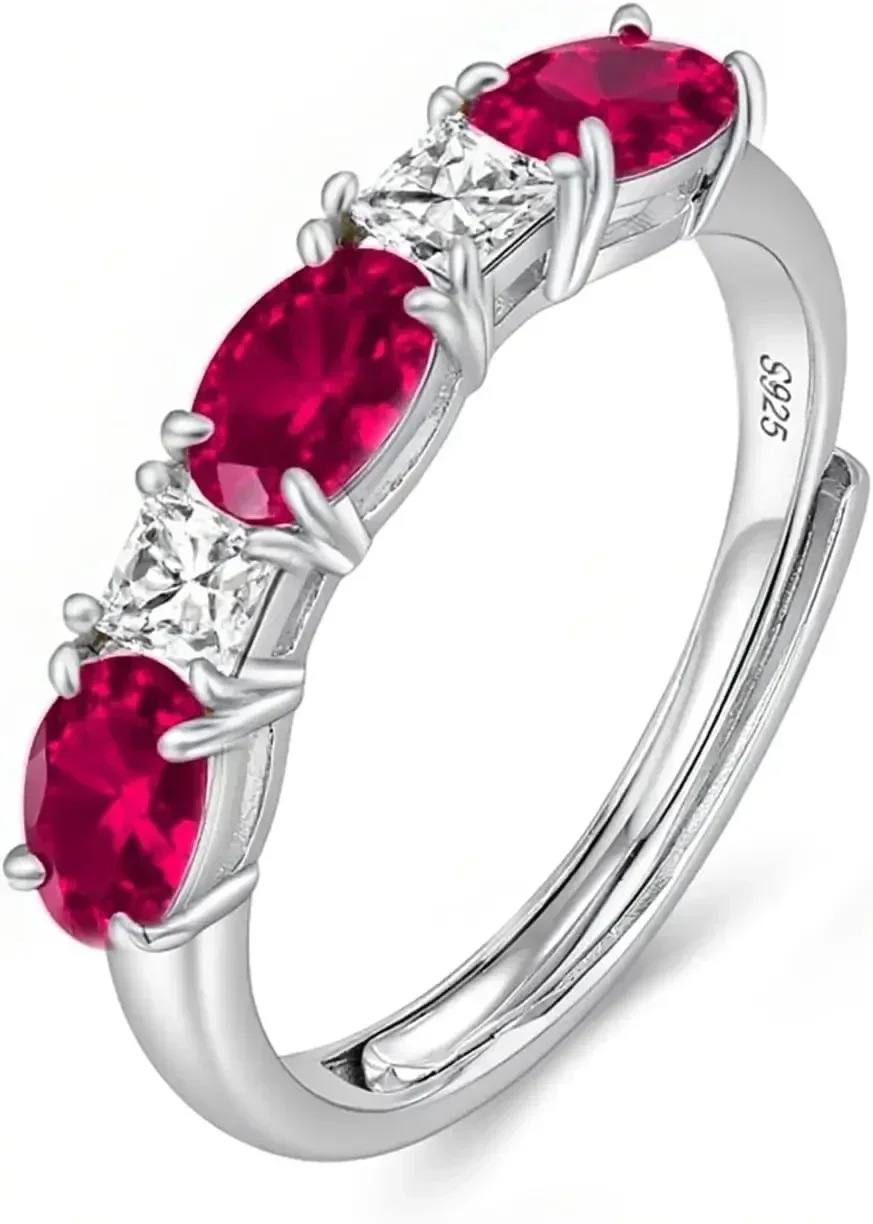 خواتم جوهرة الميلاد من الفضة الإسترليني عيار 925 للنساء - مقاس قابل للتعديل مجوهرات نسائية هدايا عيد ميلاد لصديقتك والزوجة والأم