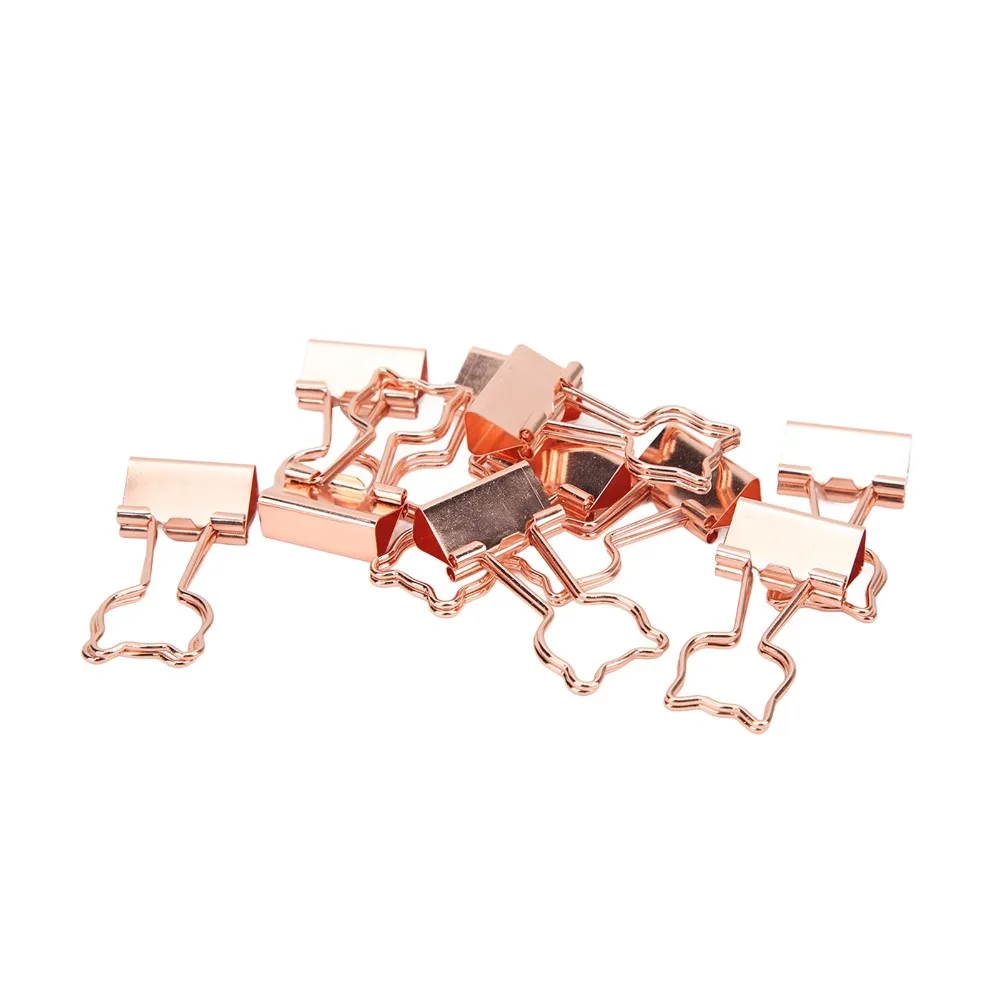 20Pcs Rose Gold Bear Binder Clips Bear Shape Metal Metal Binder Clips Smooth Surface Small Size Planner Clips Journal Decor
