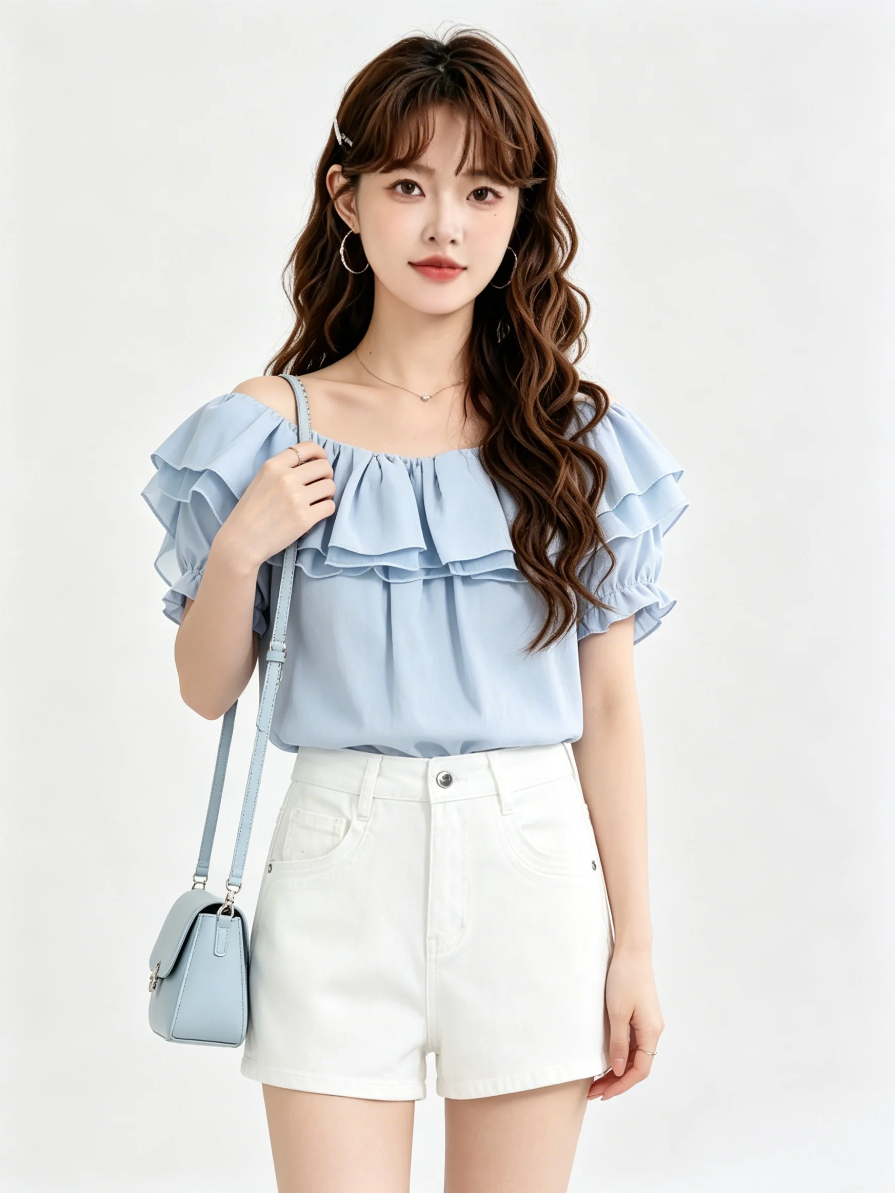 Korean Style High Waist Wide Leg Jeans Casual White Denim Shorts Women's Summer Skin-friendly Comfortable Versatile Loose Fit
