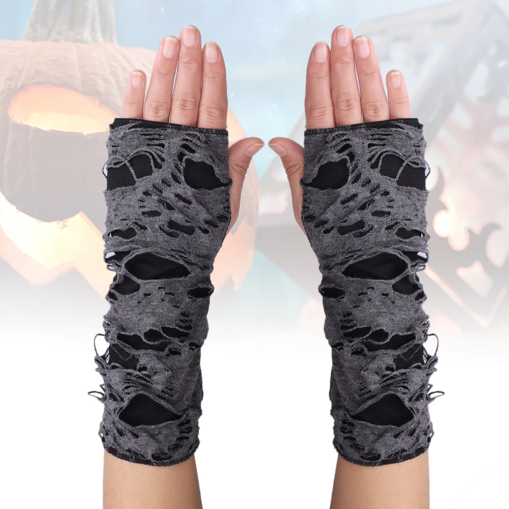 

1Pairs Punk Black Broken Slit Gothic Unisex Glove Fingerless Cuff Ninja Sport Hole Mitten Cool Women Men Hollow Out Rock Gloves