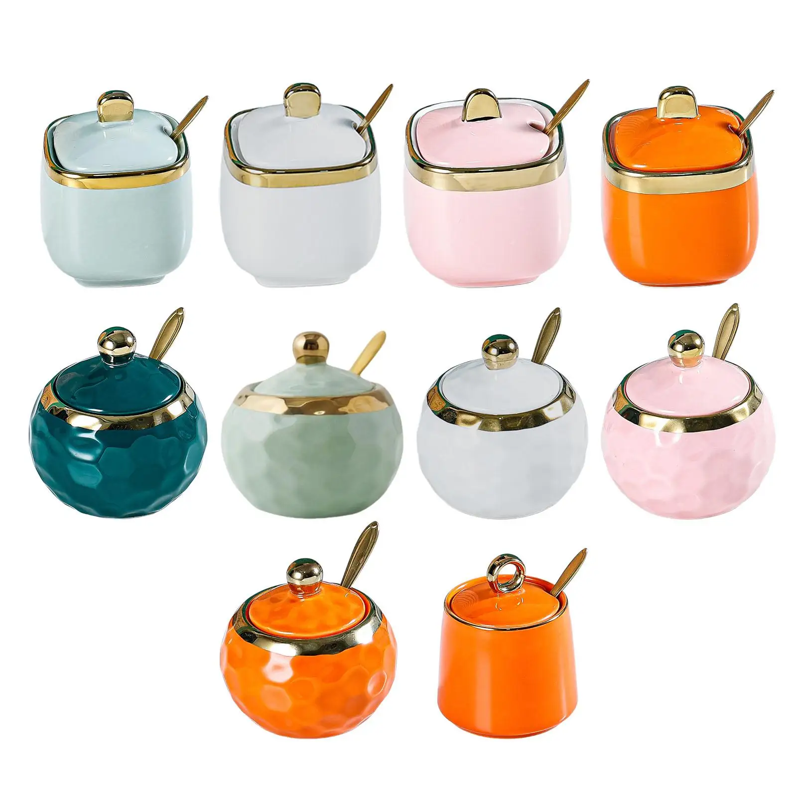 Porcelain Sugar Bowl Condiment Pot About 300ml Modern Seasoning Sugar Container Seasoning Jar Salt Container for Home