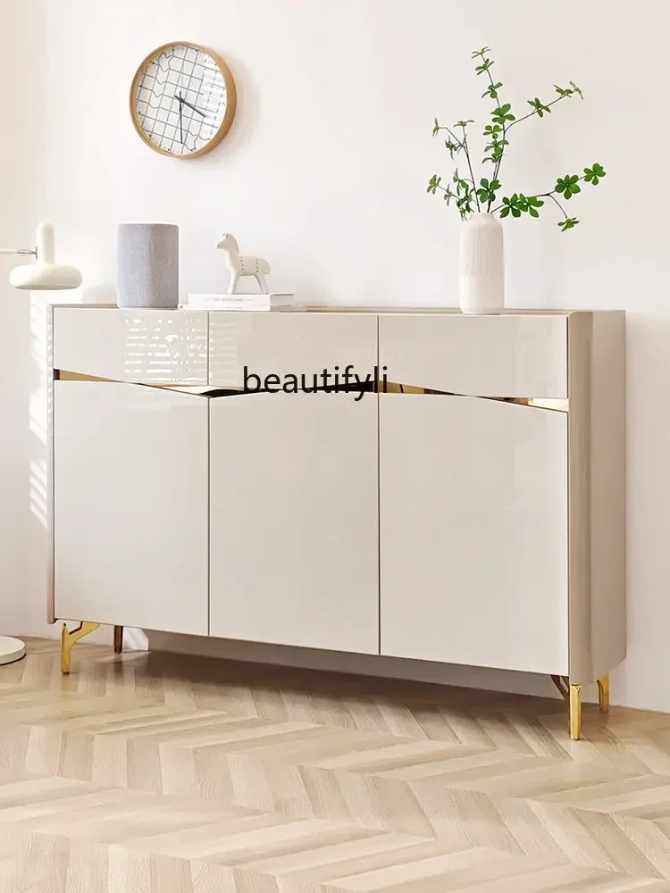 

cc182R11 Light Luxury Modern Shoe Cabinet Home Doorway High-Grade Paint Shoe Cabinet Stone Plate Wall New