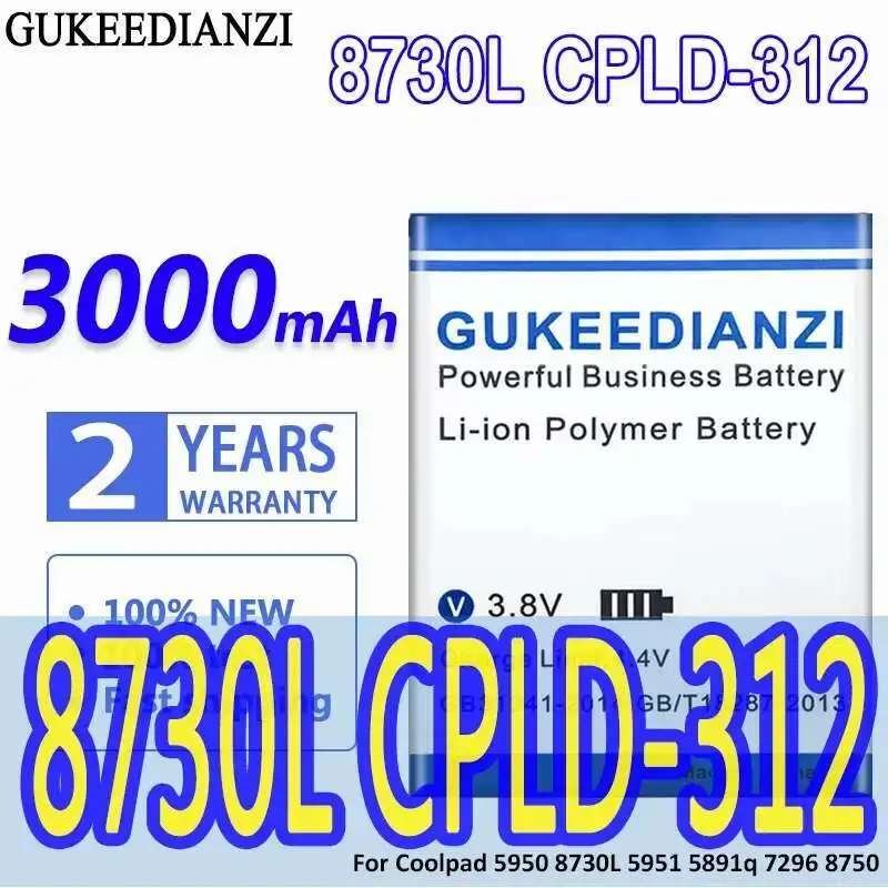 

3000Mah Lightweight Reliable Replacement Mobile Phone Battery For Coolpad 5950 8730L 5951 5891Q 7296 8750 Cpld-312 CPLD312