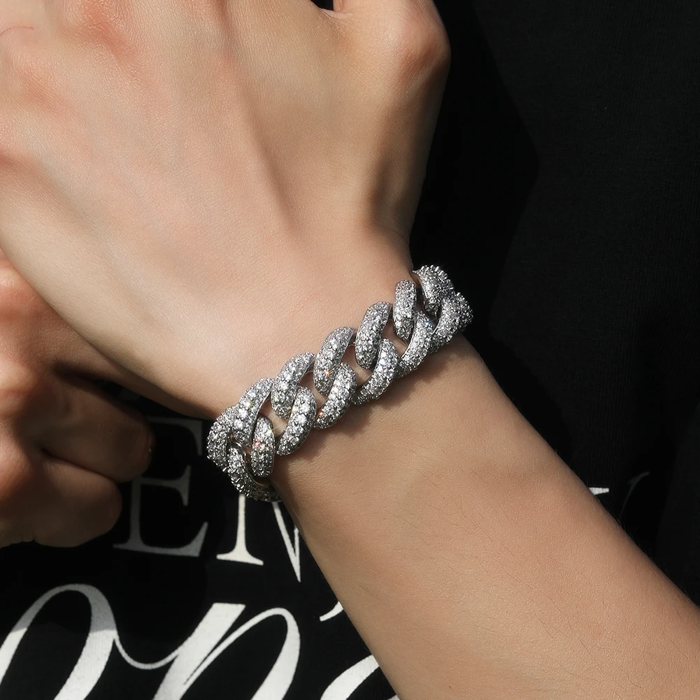 UWIN Iced Heavy Miami Cuban Chain Bracelets 18mm Full Cubic Zirconia Necklaces Fashion Jewelry for Gift