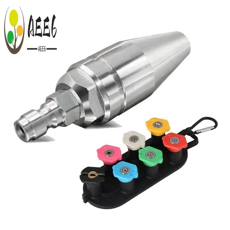 AEE6-Turbo Nozzle For Pressure Washer Rotating For Hot And Cold Water With 1/4 Quick Connect 7 Nozzle Tips And Holder