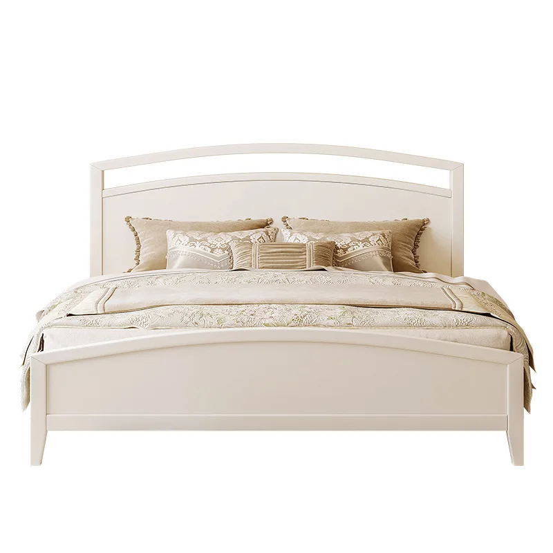 

Modern simple ash wood solid wood bed 1.8 meters plus mattress white