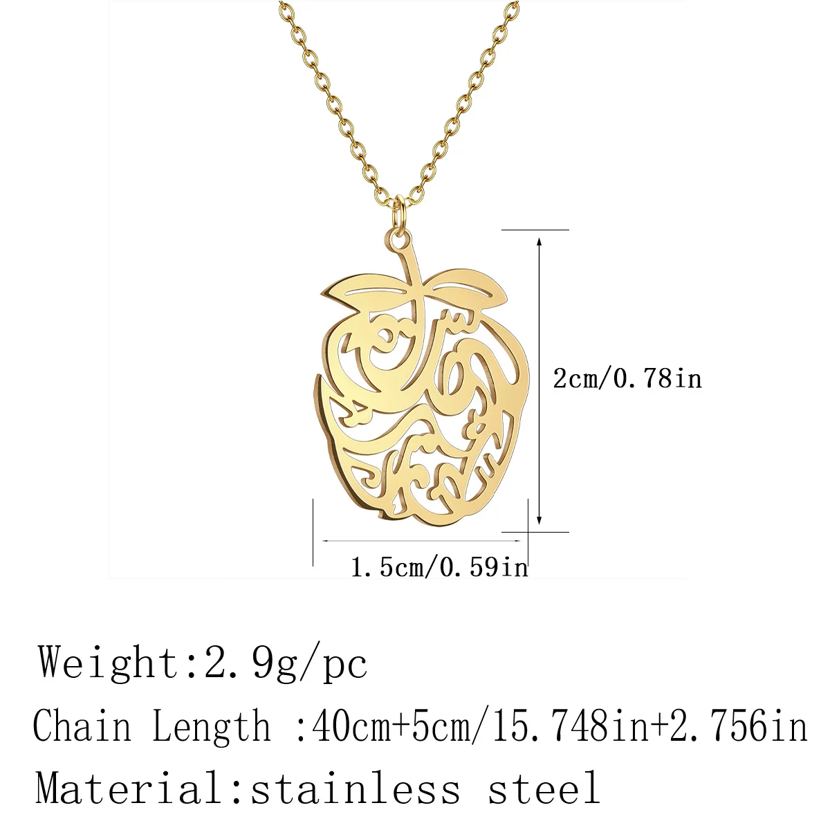 Kinitial Iranian Persian Farsi Persia Series Poem Calligraphy Pendant Necklace Stainless Steel Persian Jewelry Gifts