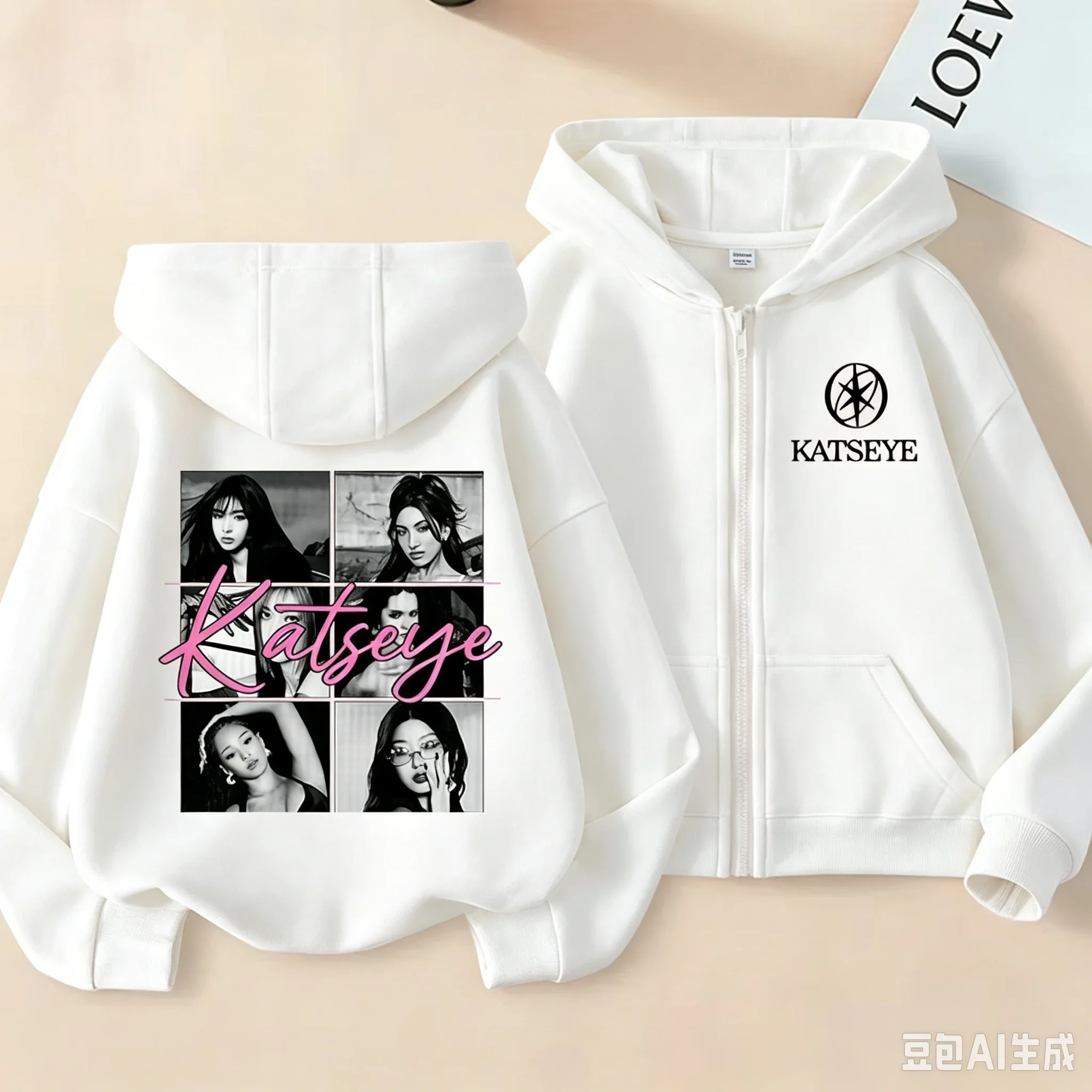 Trendy Girls' Zip-up Hoodie (KATSEYE-inspired Style), 2026 New Collection Sweatshirt, KATSEYE-style Casual Zip-up Top for Girls.